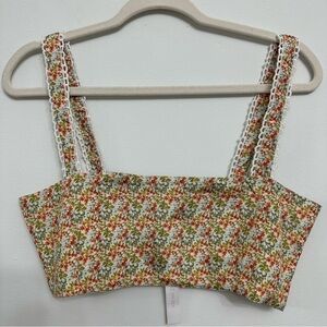 NEW Krewe Du Q Floral Bralette SZ Large Vacation Resort Wear Coquette